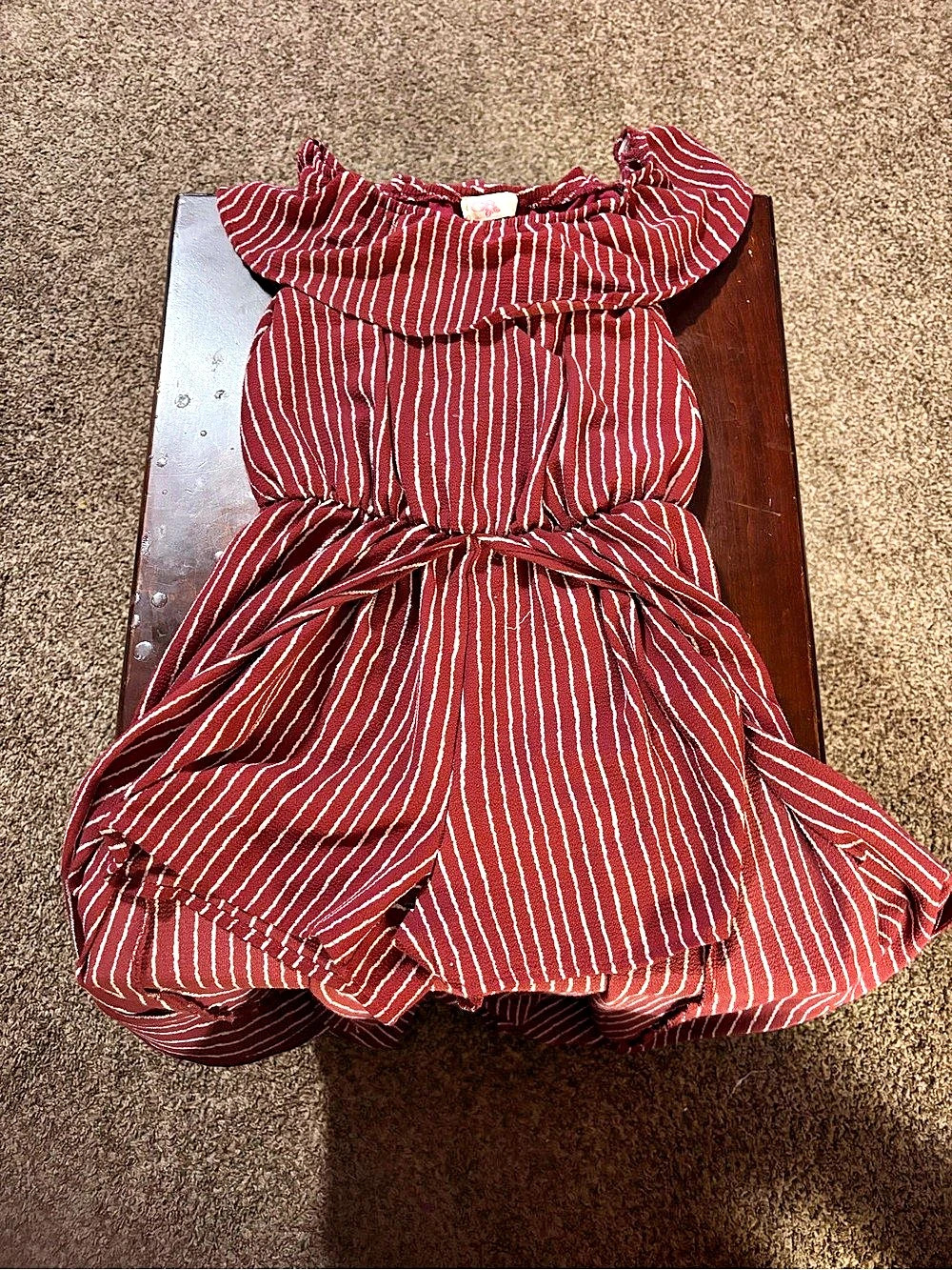 G2 Girls Striped Casual Dress in Red & White